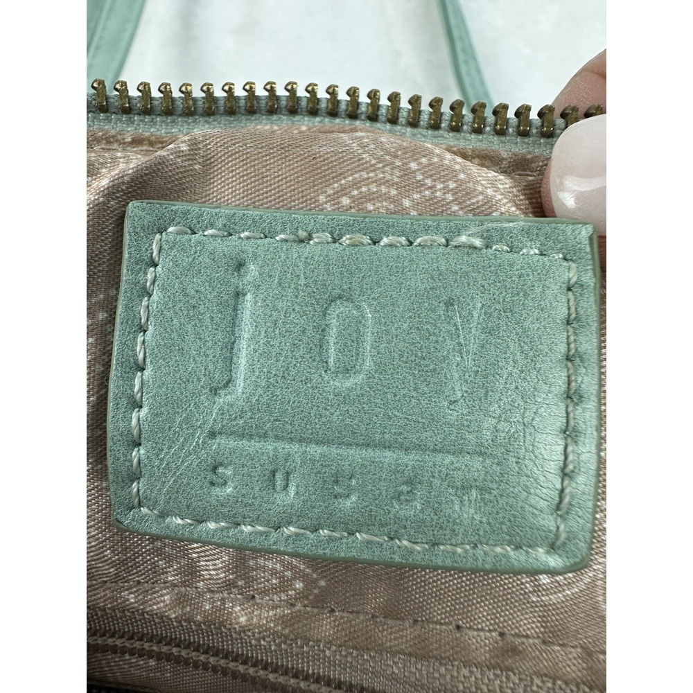 Susan Joy Vegan Leather Gold Ring Handle Bag Purse Zipper Strap Light Green - Picture 15 of 16